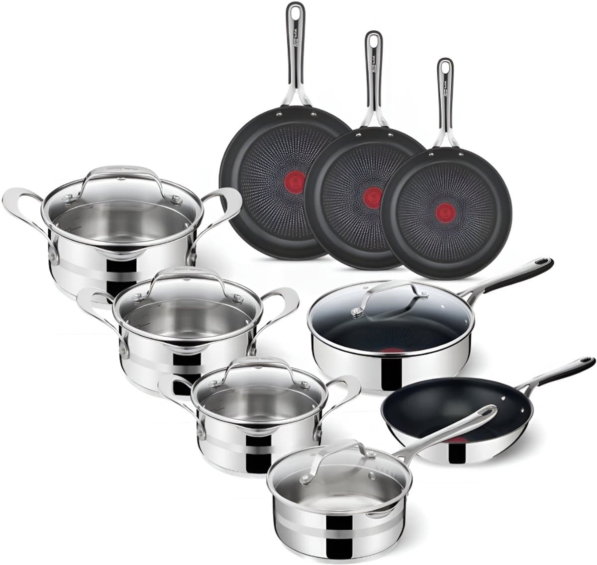 Tefal Jamie Oliver Complete Pannenset - 9-delig - Kookpotten - Koekenpannen - Wokpan - Hapjespan - Tefal Pannen - RVS